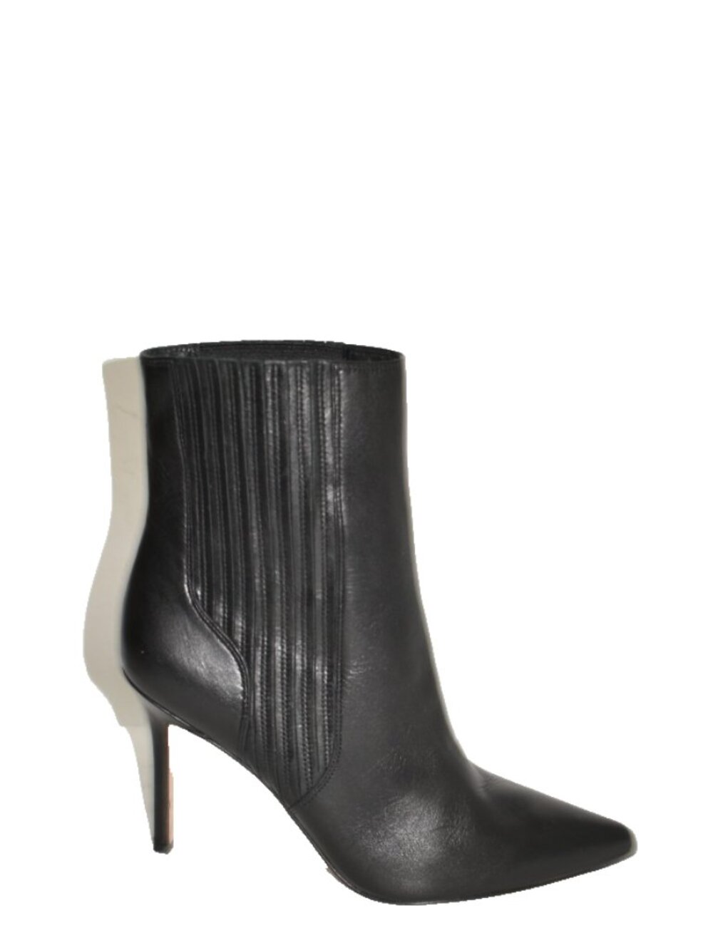 Veronica Beard Black and Cream Leather Pointed-Toe Ankle Boots